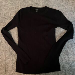 Halogen Crew neck ribbed black sweater